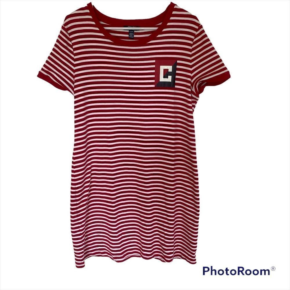 Chaps striped Tshirt dress short sleeve XL 100% cotton